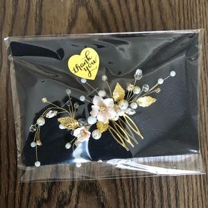 Gold and ivory floral wedding hair piece